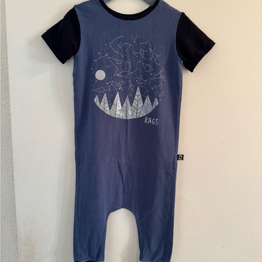 RAGS Blue and Black Starry Night Graphic Romper